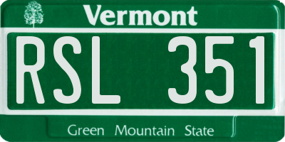 VT license plate RSL351