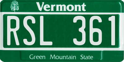 VT license plate RSL361
