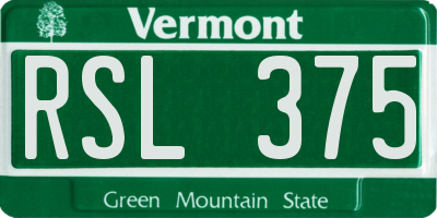 VT license plate RSL375
