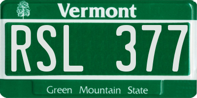 VT license plate RSL377