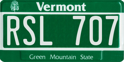 VT license plate RSL707