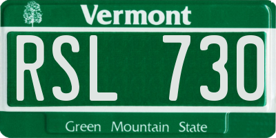 VT license plate RSL730