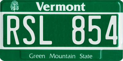 VT license plate RSL854