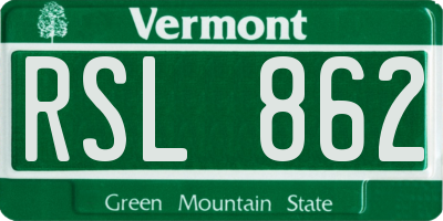 VT license plate RSL862