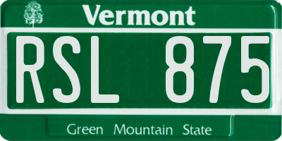 VT license plate RSL875