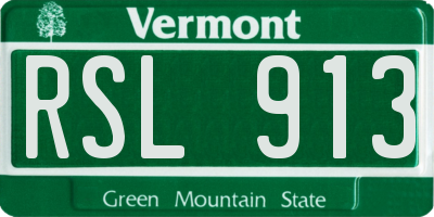 VT license plate RSL913