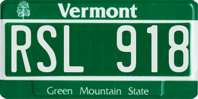 VT license plate RSL918