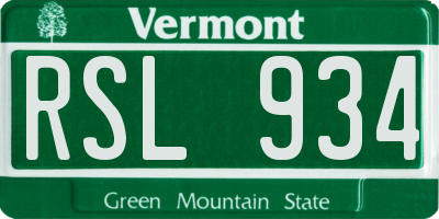 VT license plate RSL934