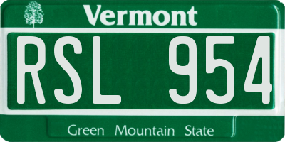 VT license plate RSL954