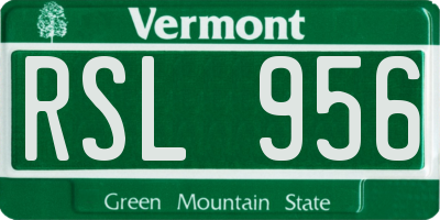 VT license plate RSL956