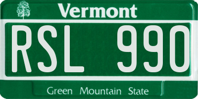 VT license plate RSL990