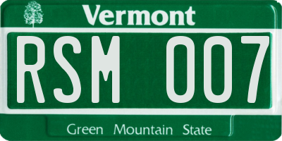 VT license plate RSM007