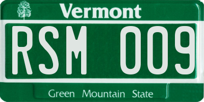 VT license plate RSM009