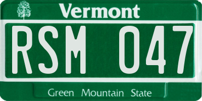 VT license plate RSM047