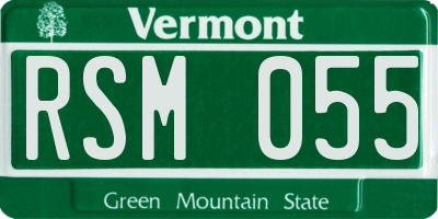 VT license plate RSM055