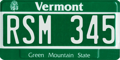 VT license plate RSM345