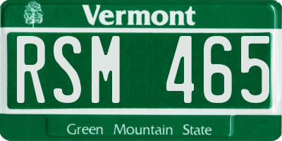 VT license plate RSM465
