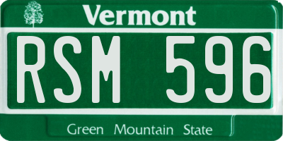 VT license plate RSM596