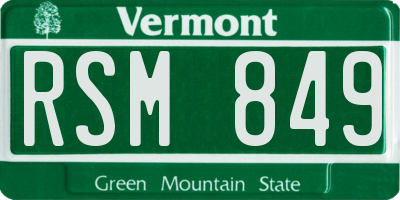 VT license plate RSM849