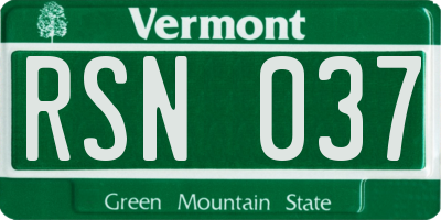 VT license plate RSN037