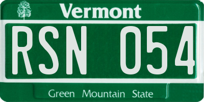 VT license plate RSN054