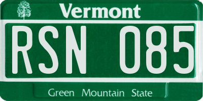 VT license plate RSN085