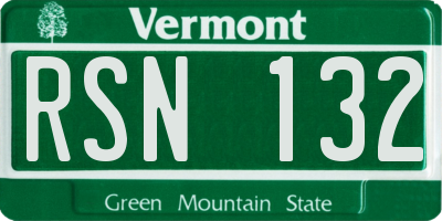 VT license plate RSN132
