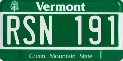 VT license plate RSN191
