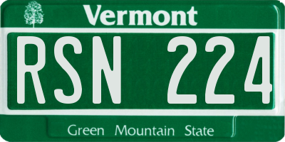 VT license plate RSN224