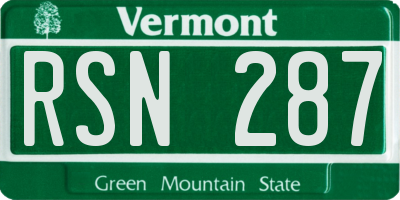 VT license plate RSN287
