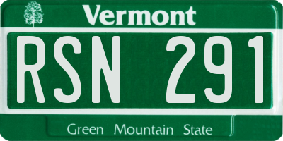 VT license plate RSN291
