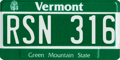 VT license plate RSN316