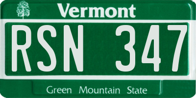 VT license plate RSN347