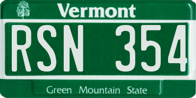 VT license plate RSN354
