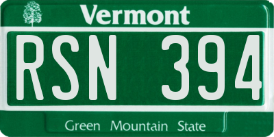 VT license plate RSN394