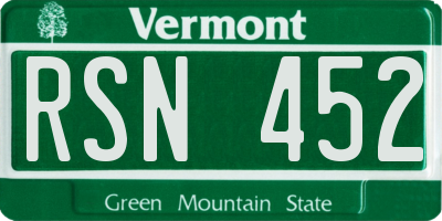 VT license plate RSN452