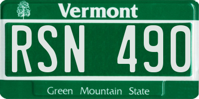 VT license plate RSN490