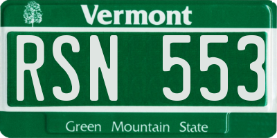 VT license plate RSN553