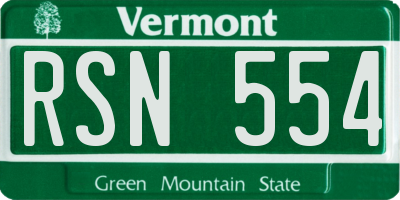VT license plate RSN554