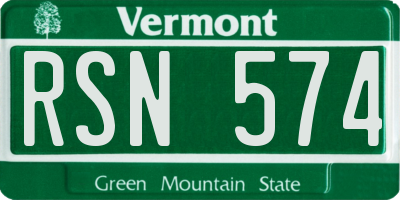 VT license plate RSN574