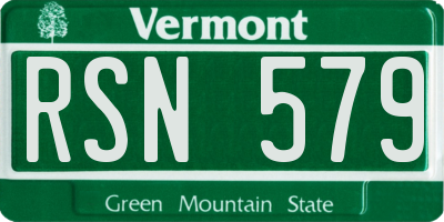 VT license plate RSN579