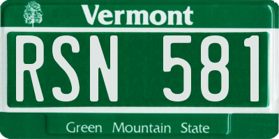 VT license plate RSN581