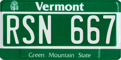 VT license plate RSN667