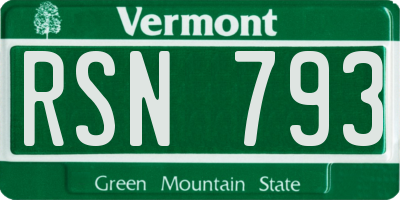 VT license plate RSN793