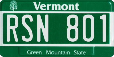 VT license plate RSN801
