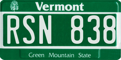 VT license plate RSN838