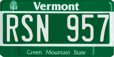 VT license plate RSN957