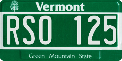 VT license plate RSO125