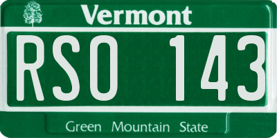 VT license plate RSO143