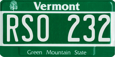 VT license plate RSO232